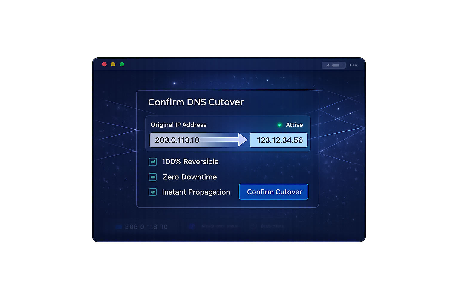 DNS cutover interface illustration
